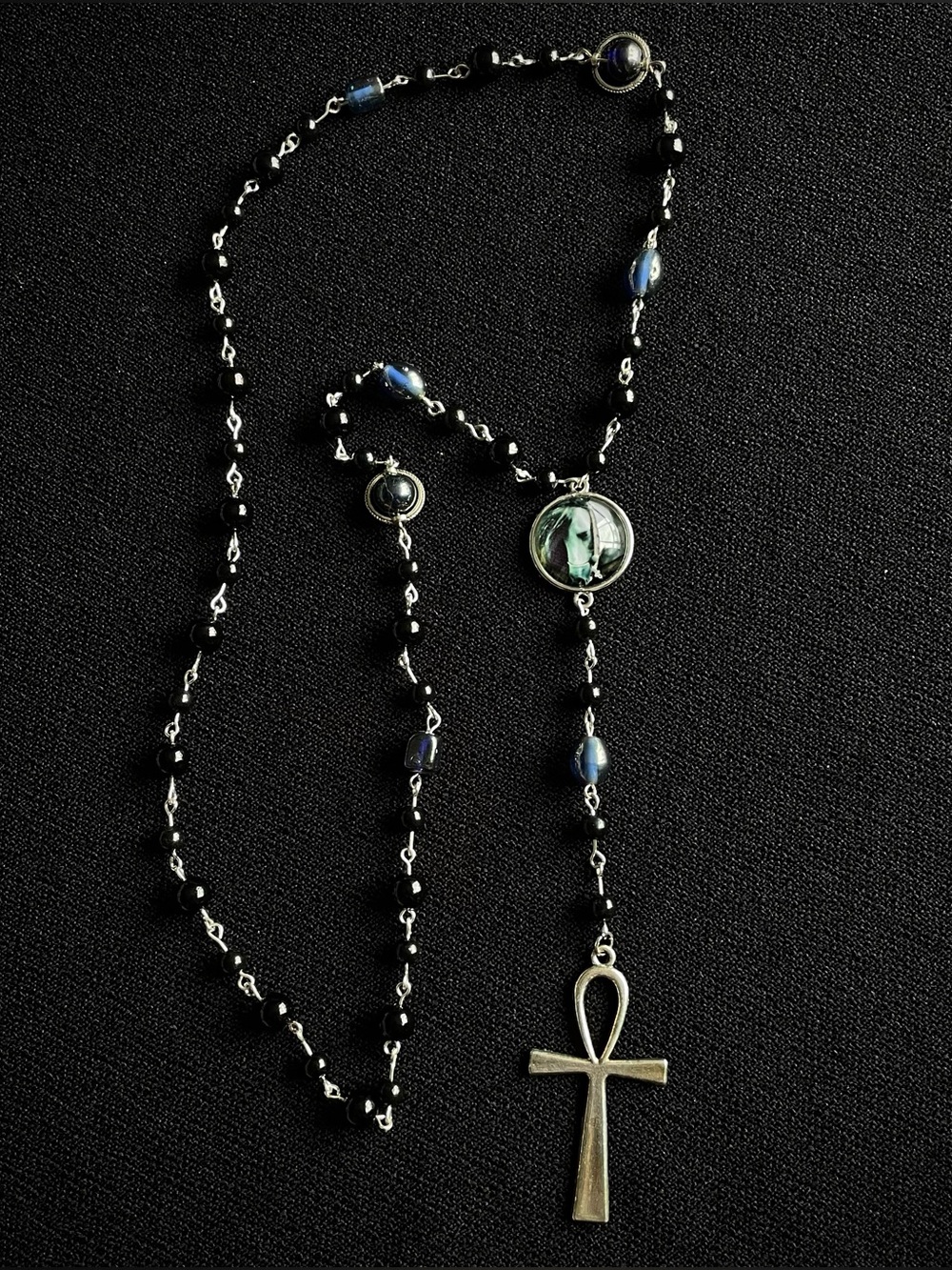 Ankh Pendant Rosary Necklace